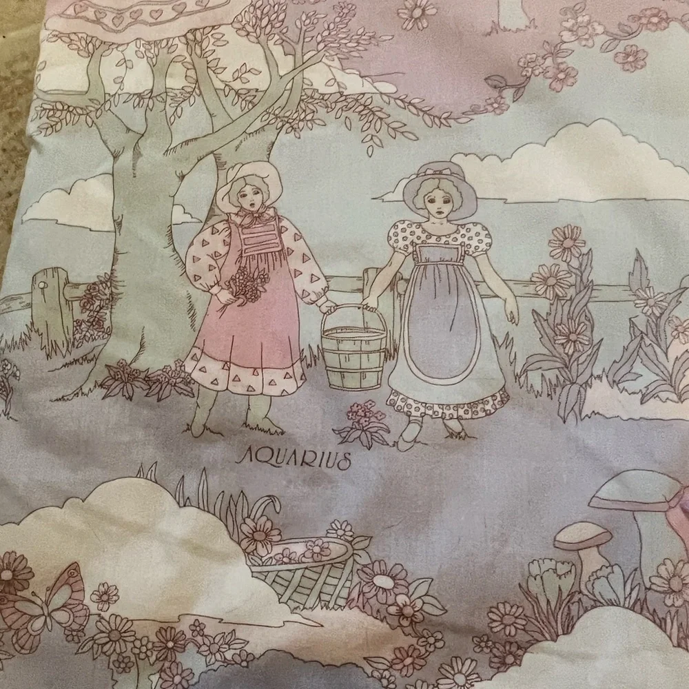 Kaiwai Pink Purple Children Victorian Astrology Lap Quilt Pastel 53” x 40”